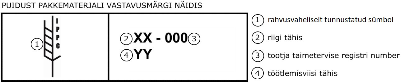Puidust pakendi vastavusmärgi kirjete tähendused