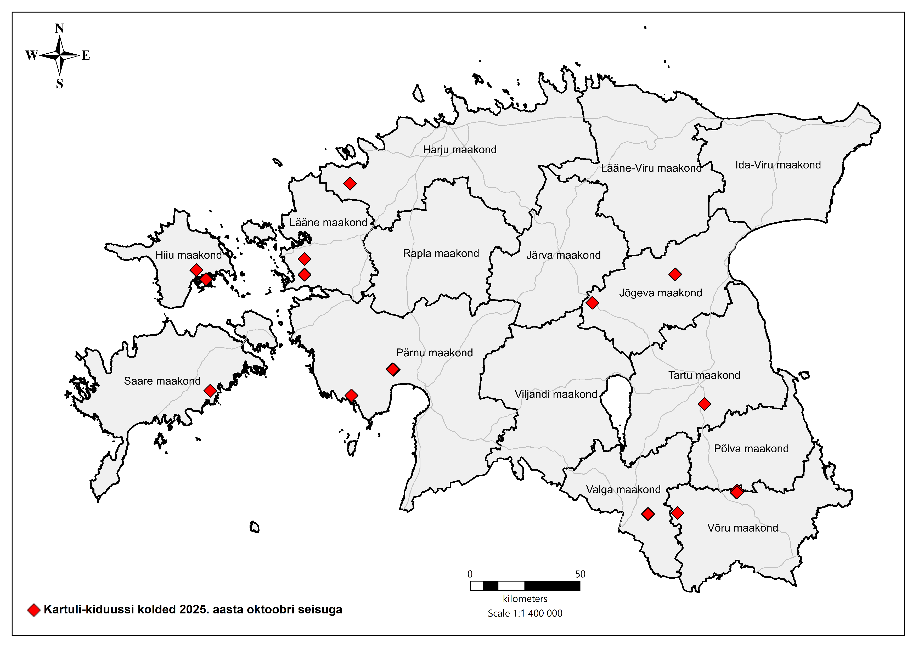 Kartuli-kiduussi kolded Eestis 2025. a oktoobri seisuga